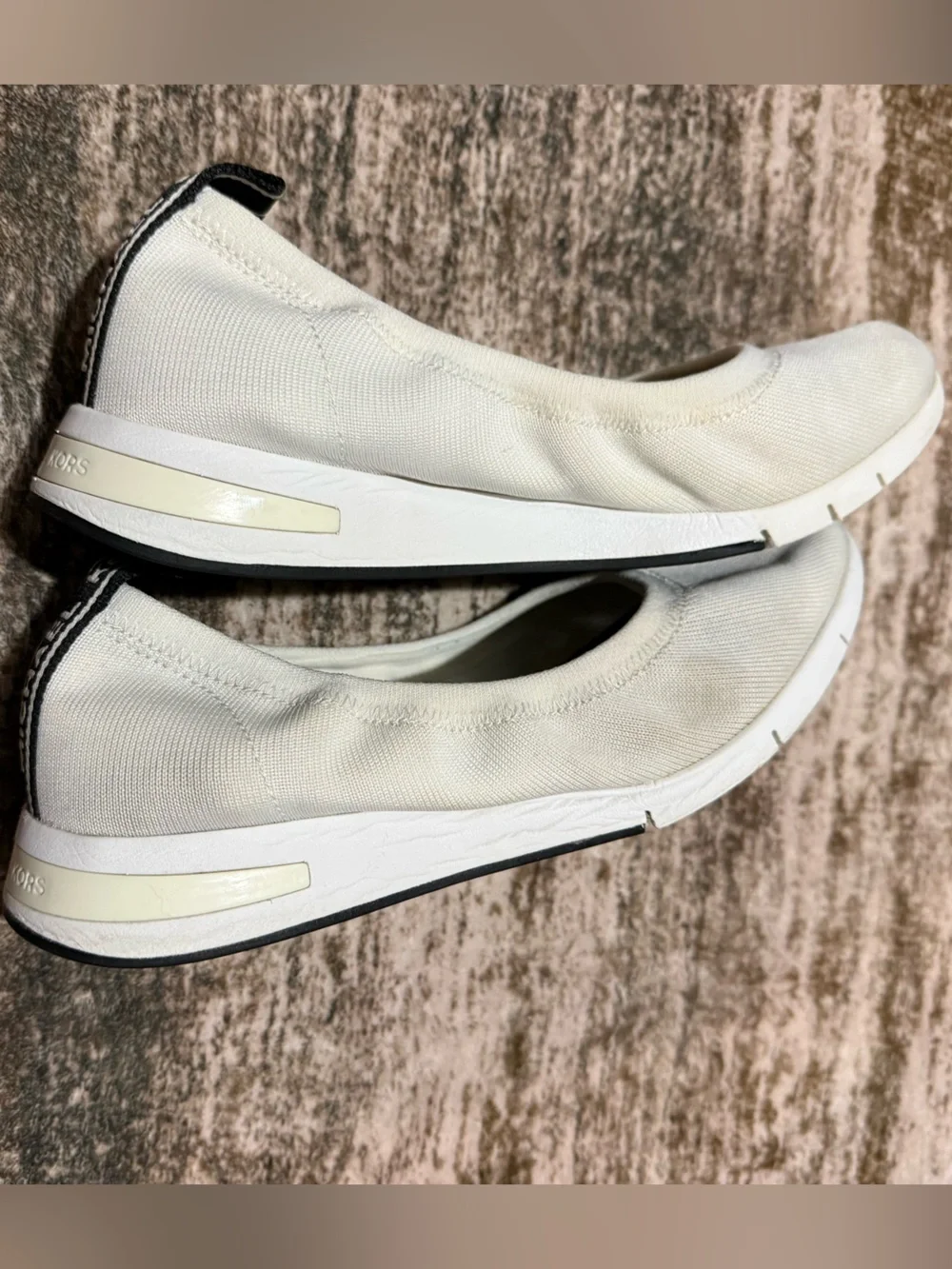 Michael Kors White Upton Ballet Slip-On Sneakers-logo at the heel (10-ladies) - Picture 3 of 12